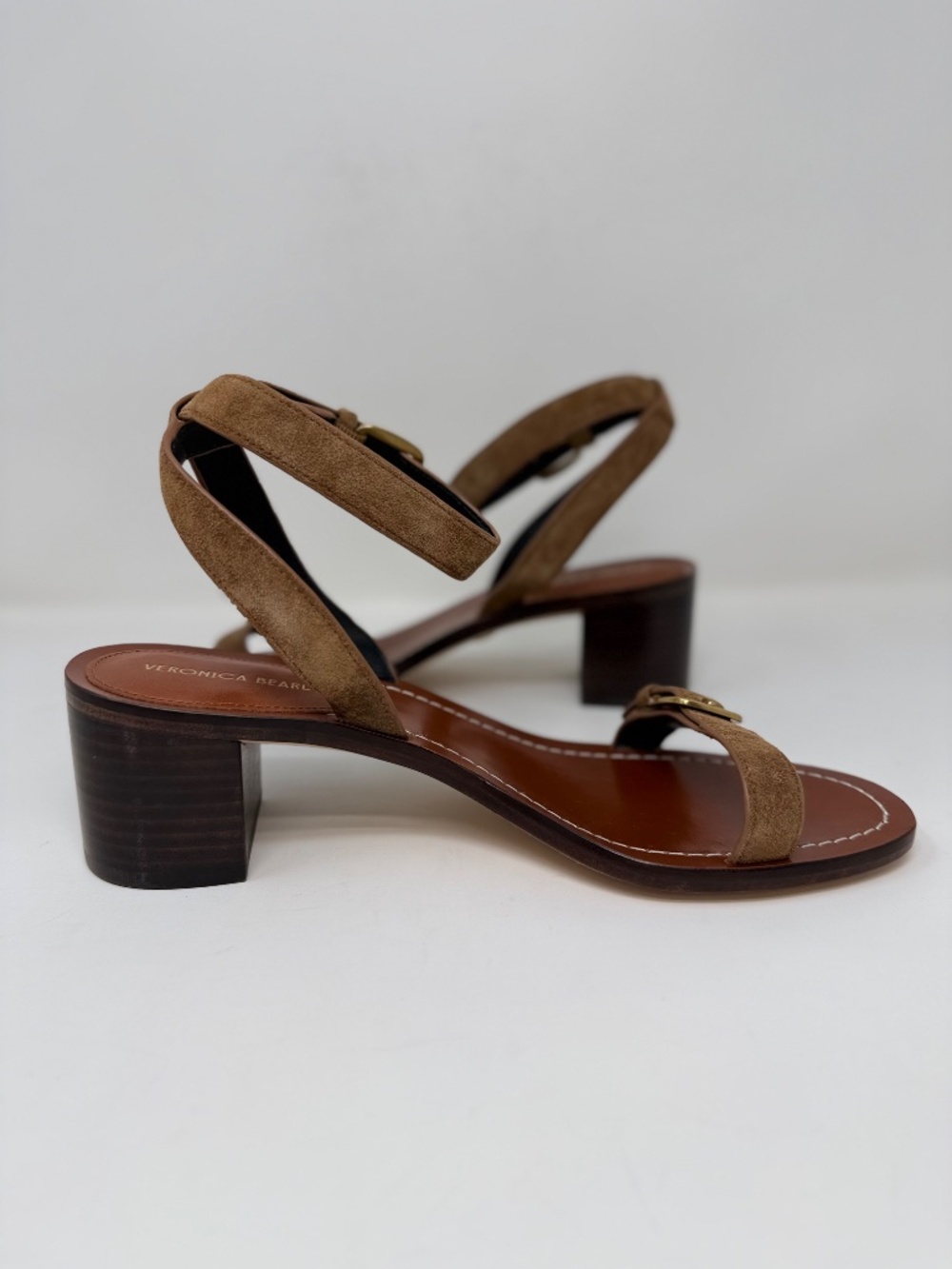 New Veronica Beard Elia Ankle Strap Sandal Hazelwood Sz 8.5 - Picture 12 of 13